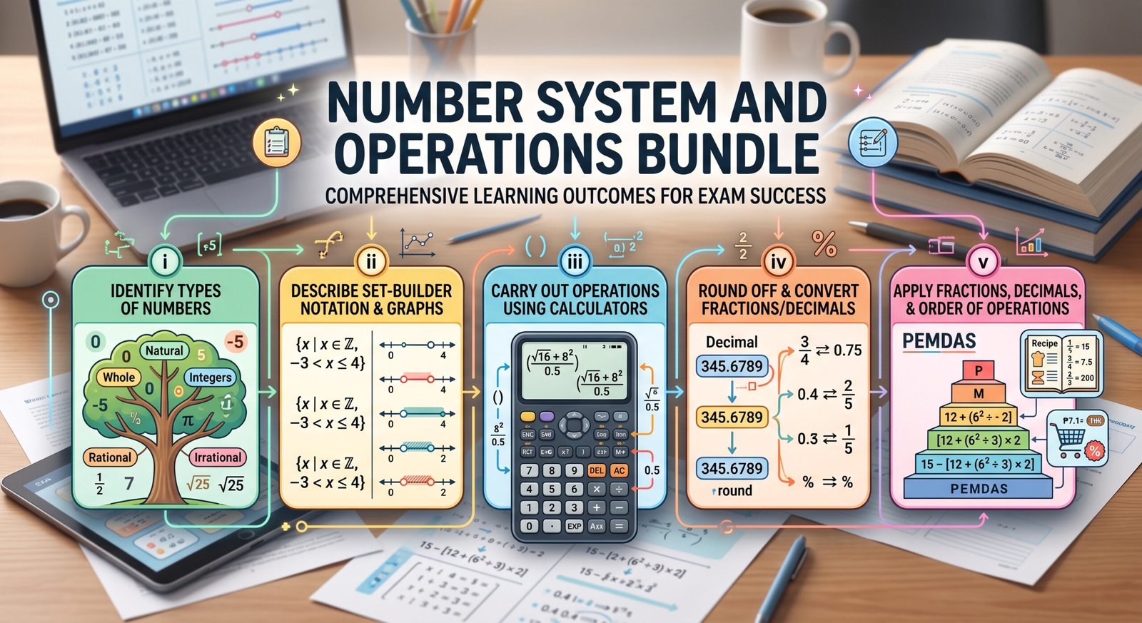 Year 9 Mathematics: Sub – Topic1.1- Number System and Operations: (Worksheets Bundle)